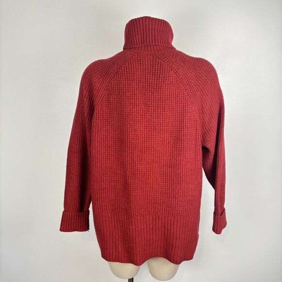 LL Bean Women's SuperSoft Waffle Sweater Turtleneck Rustic Red Size XL - Picture 9 of 10